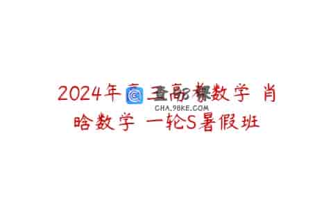 2024年高三高考数学 肖晗数学 一轮S暑假班