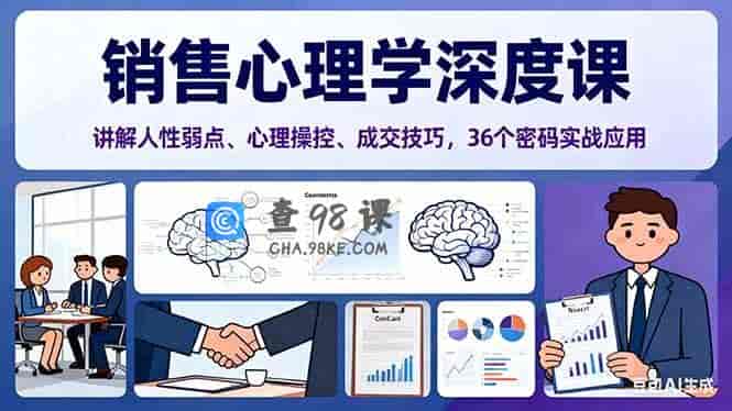销售心理学深度课，讲解人性弱点、心理操控、成交技巧，36个密码实战应用