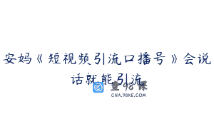 安妈《短视频引流口播号》会说话就能引流