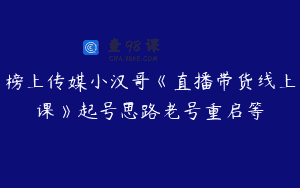 榜上传媒小汉哥《直播带货线上课》起号思路老号重启等