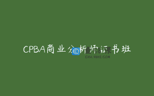 CPBA商业分析师证书班