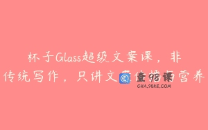 杯子Glass超级文案课，非传统写作，只讲文案传播与营养