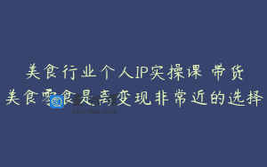 美食行业个人IP实操课 带货美食零食是离变现非常近的选择