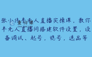 张小伟半无人直播实操课，教你半无人直播间搭建软件设置，设备调试、起号，稳号，选品等