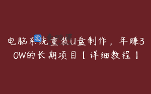 电脑系统重装U盘制作，年赚30W的长期项目【详细教程】